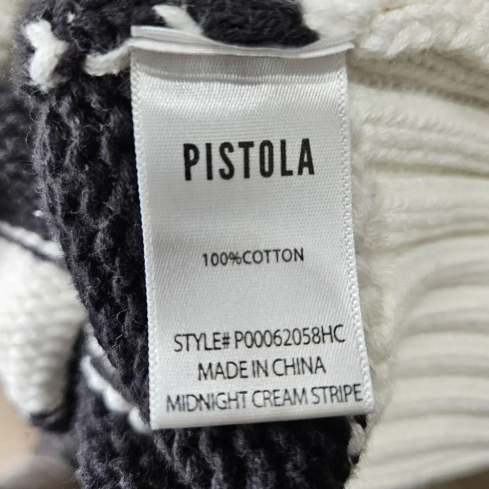 Pistola Sweater Womens XL Midnight Cream Stripe Collared Knit Pullover Academia - Picture 9 of 10